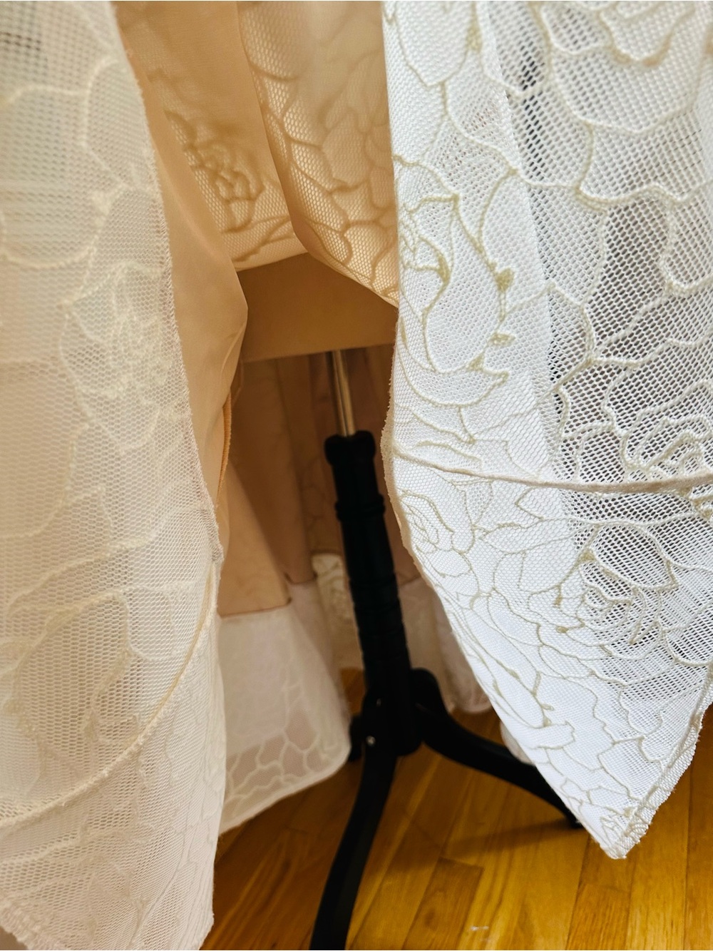 Adrianna Papell Bonded Mesh High-Low Dress - White & Blush - Wedding - Picture 6 of 16